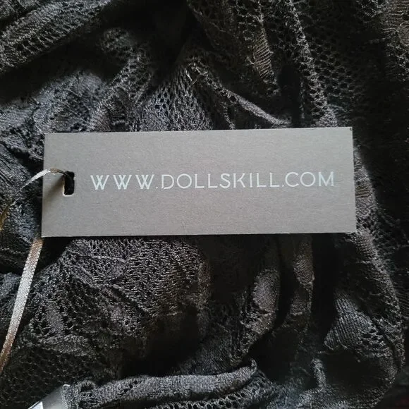 WIDOW Black Lace Gothic Grand Affair Maxi Dress Size M Sheer Romantic Goth Witch - Picture 13 of 13